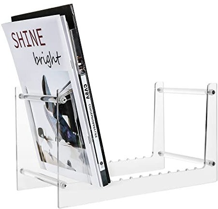 YAYODS Transparente Schallplattenaufbewahrung – Premium-Acryl-Display-Ständer für bis zu 50 LPs, prägnanter Schreibtisch-Album-Halter
