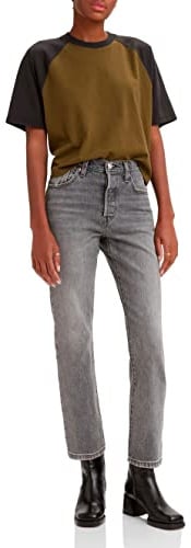 Levi's Women's 501 Crop Jeans, Gray Worn in, 32W / 30L