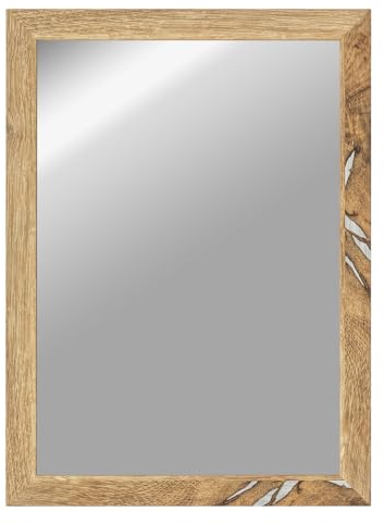 CLAMARO 'VISION' Wandspiegel 50x80 cm maßgefertigt | Eiche Altholz | Moderner eckiger Spiegel mit MDF-Holzrahmen, inkl. Metall Aufhänger und Montagematerial (Querformat & Hochformat)