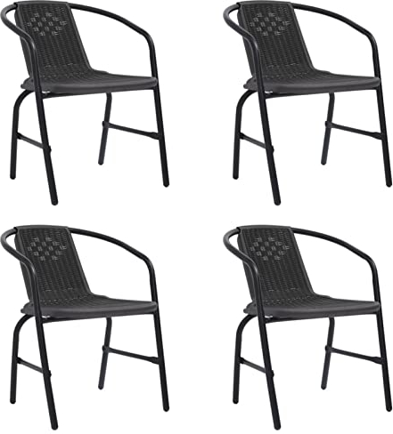ANGYANG Gartenstühle 4 STK Hochlehner, Campingstühle, Lehnstühle, Wetterfest Stuhl, Garden Chair, Rattan-Optik Kunststoff und Stahl 110 kg
