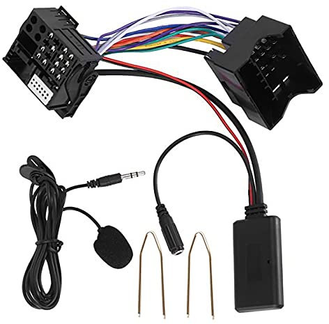 Qtrednrry Voiture Bluetooth 5.0 Aux Câble Microphone Mains Libres TéLéPhone Portable Adaptateur D'Appel Gratuit pour Peugeot CitroëN C2 C5 RD4