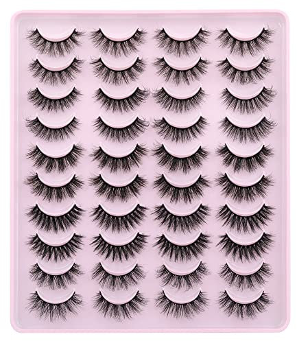 JIMIRE Eyelashes Fluffy 5D Natural False Eyelashes 5 Styles Mixed 14-18MM Fake Lashes Soft 20 Pairs Multipack