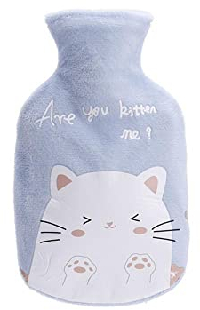 KAYISI Hot Water Bottle，Flannel Cover Hand Warmer with Removeable Washable Cat Pattern Covers Hot Water Bag for Winter Hand, Neck, Shoulders Warm(350ML) (Color : #3) (Color : #1)