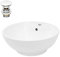 ECD Germany Design Waschbecken Waschtisch Ø 455 x 185 mm inkl. Ablaufgarnitur für Waschbecken mit Überlauf - Keramik Rund Weiß Aufsatzbecken Aufsatzwaschbecken Waschschale Aufsatzwaschtisch Spülbecken