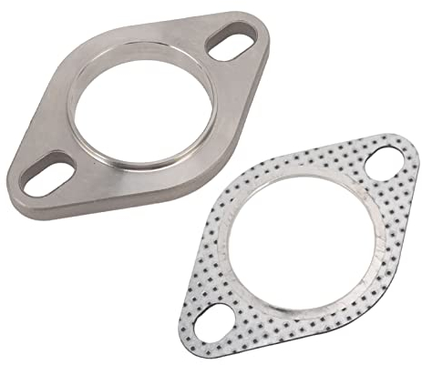 Kit de Conexión de Brida de Escape de 2 Pulgadas, que Incluye 1 Brida y 1 Junta, 2 Orificios para Tornillos, para Cabezales Catback de Tubo Descendente Turbo de Escape, Acero
