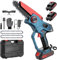 undreem Mini Chainsaw 6 Inch, Cordless Electric, Battery Handheld Portable for Wood Cutting Tree Branch Trimming Gardening, with 2 Batteries, Chains, Security Lock, Oiler System (SJ-YY09-UK-BL-ZX-CP)