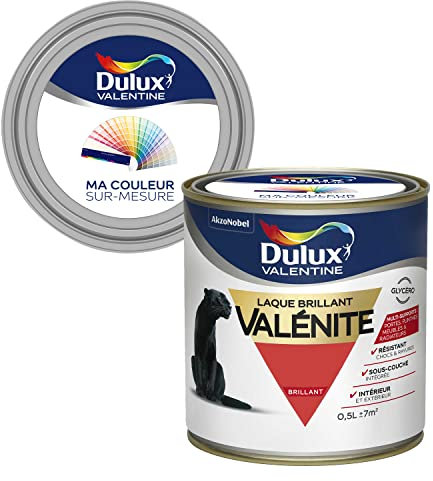 Ma Couleur Sur-mesure par Dulux Valentine – Peinture Laque Glycéro - Grande résistance pour boiseries et ferronneries - Brillant Rouge Design 0,5 L