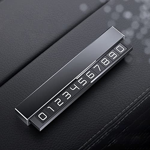 Temporary Parking Card Phone Number Card, Aluminum Alloy Plate Telephone Number Car Park Stop Sticker Display Automobile Parking Gadgets Accessories (Grey)