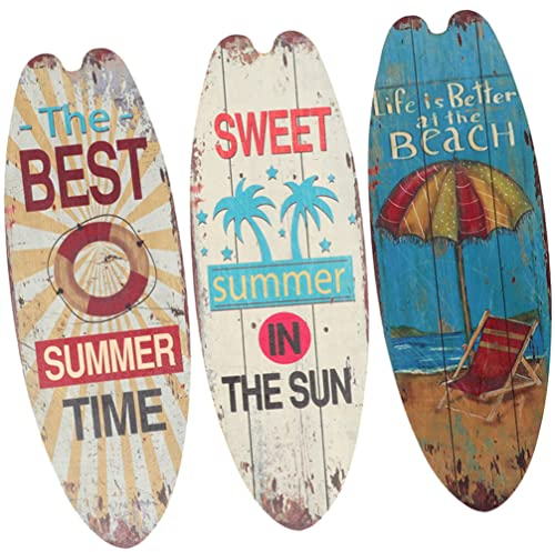 Toddmomy 3-Teiliges Surfbrett-Strandschild Holz-Surfbrett-Wanddekoration Buntes Surfbrett-Förmiges Brett Für Surf-Party-Dekorationen Heimzimmer-Wanddekoration