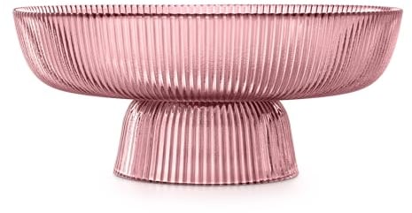 Navaris Corbeille Fruit - Grand saladier Verre strié 26 x 26 x 11 cm pour légumes Dessert Objet - Panier Fruit Porte Fruits Design déco Cuisine