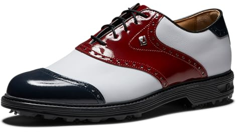 FootJoy Premiere Series Wilcox - Scarpe da Golf da Uomo, Rosso Bianco Blu Vernice, 41 EU