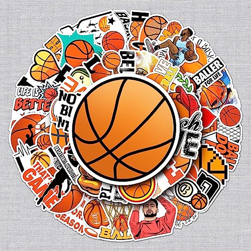 Basketbal Aufkleber Basketball Sticker Set 50 Stücke Niedlich Deko für Auto Laptop Skateboard Fahrrad Moped Motorrad Fahrrad Computer,Geeignet für Erwachsene Kinder