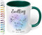 Sternzeichen Tasse mit Namen, Datum und 12 Sternenbilder personalisiert – 330ml Keramik Kaffeebecher, kleine Geschenke für Kollegen Frauen Männer Büro Geburtstag Weihnachten (Dunkelgrün)