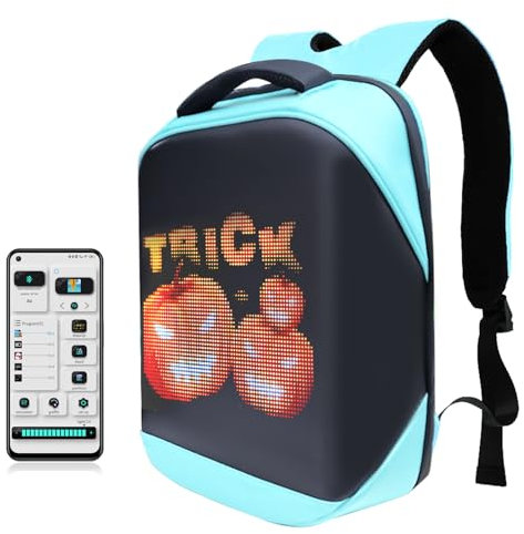 Dynamische Laptop Rucksack LED Display Schultertasche Crelander Rucksäcke personalisiertes Geschenk für Männer Frauen (blue)