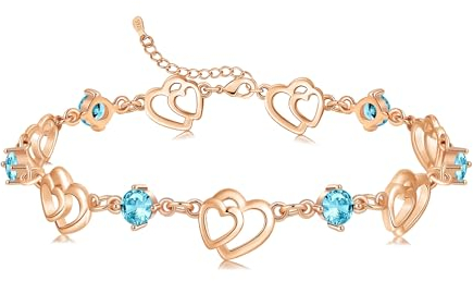 Cosie Lily Bracelet Femme Jour de la Saint - Valentin Bracelet Argent Sterling 925 Coeur Or Réglable Charms Bijoux Cadeau Cadeau Femme Jour de la Mère Diplôme