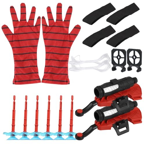 Eabdice 2 Set Launcher Handschuh, Spider Launcher Handschuh, Kids Spider Hero Handschuhe, Lustiges Lernspielzeug Kostüm Requisiten für Kinder(OOP -Bag -Verpackung)