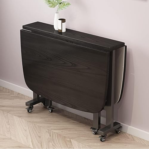 VOYADE Klappbarer Esstisch, Drop-Leaf-Küchentisch, Platzsparender Holztisch, Mit Universalrad, Design Mit Abgerundeten Ecken, Für Küche/Arbeitszimmer/Wohnzimmer,100×60×75CM,A
