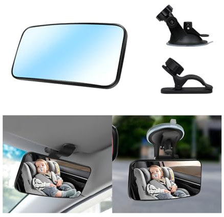 Adunsiaoto Espejo Retrovisor, 360° Ajustable Espejo Seguridad, Espejo Para La Contramarcha Con Clip Y Ventosa, Espejos Retrovisor Universal para el Interior del Coche, Coche Interior Accesorios