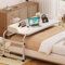 Table de Lit avec en Hauteur 65-95cm, Bureau pour Ordinateur Portable en Largeur 114-210CM avec 4 Roulette Verrouillable, Table Medicale a Roulette pour Lit pour Bureau Hôpital Lecture(Color:Blanc)