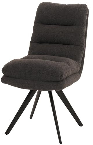 Mendler Esszimmerstuhl HWC-G66, Küchenstuhl Stuhl, drehbar Auto-Position Stoff/Textil Bouclé MVG - dunkelgrau