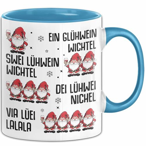 Weihnachten Tasse Geschenk Glühwein Ein Glühwein Wichtel Swei Glühwein Wichtel Geschenkidee Lustiger Spruch Kaffee-Becher (Blau)