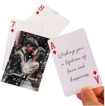 Custom System Hochzeits-Gästebuch-Alternative, Hochzeitsspielkarte, personalisierte Bild-Spielkarten, Hochzeits-Pokerkarten, Fotogeschenk, einzigartiges Hochzeitsgeschenk
