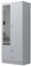 PALAKLOT 2 Door Mirrored Wardrobe with 2 Drawers | Matt Finish Modular Storage Cabinet with 3 Shelves & Hanging Rail | Space-Saving Bedroom Organizer 183x76x50 cm (White)