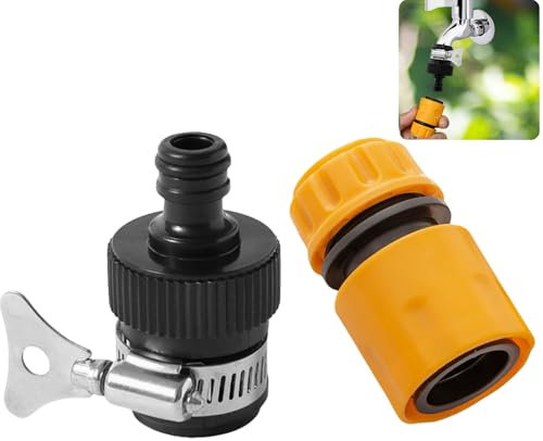 Universal Rubber Tap Connector (for 16 – 21 mm Taps) with Quick Release Hose Connector, Fits 1/2 - 5/8 Garden Hose, Watertight, Easy to Fit, Hozelock Compatible ，Perfect for Kitchen, Garden, Bath