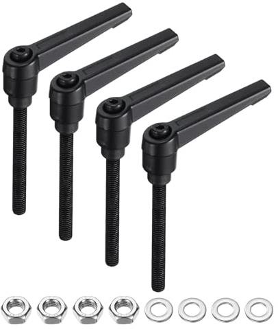 QUARKZMAN 4 Piezas De Manijas Ajustables Con varilla M6 X 60 Mm Roscas Métricas Macho Con Tuercas Y Arandelas, Juego De Manijas De Sujeción Nivelador Pernos Con varilla Giratoria Y Bloqueo,