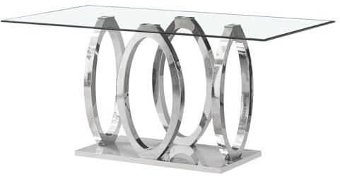 Mesa de Comedor Home ESPRIT Acero Cristal Templado 160 x 90 x 76 cm - Marca: Home ESPRIT - EAN: 8424002176112