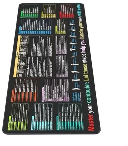 Gcerfby E Xcel Word Shortcut Key M Ouse Pad, Large Xl Cheat Sheet Gam-ing Mousepad, PC Office Spreadsheet Keyboard Mat, 40x90x0.2cm, Easy To Use, Compatible For Home Desks Laptop Protector