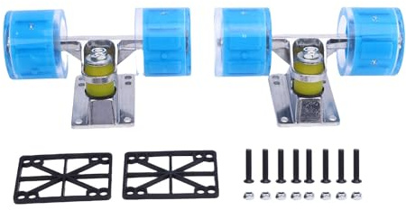 Fockety Longboard-Skateboard-Achsen- und -Rollen-Set, 55 x 45 mm Skateboard-Rollen, Skateboard-Achsen-Rollen-Kombi-Set aus Aluminiumlegierung, Skateboard-Hardware-Kombi-Starter (Blue)