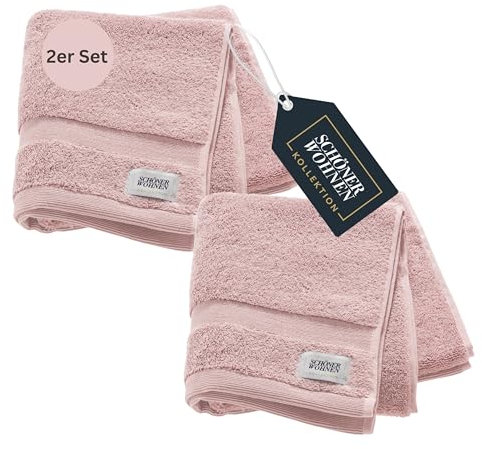 SCHÖNER WOHNEN 2er Set Premium Handtuch 50x100 cm - saugstark - Luxus Handtücher Rose 2teilig - 100% Baumwolle - flauschig weich - als Handtuch-Set kombinierbar - Frottiertücher - Öko-Tex