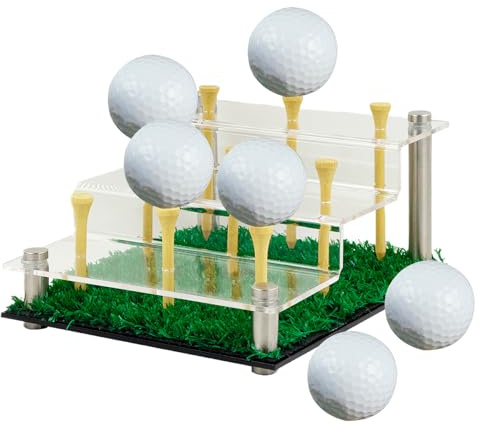 Golfball -Display -Hülle - Clear Acryl Golf Ball Stand Würfelhalter Mit Rasenbasis | Staubschutz Transparenter Aufbewahrungsbox Für Einzelne Softball -Souvenir -Tennissammlungen Lacrosse Platzierungsc