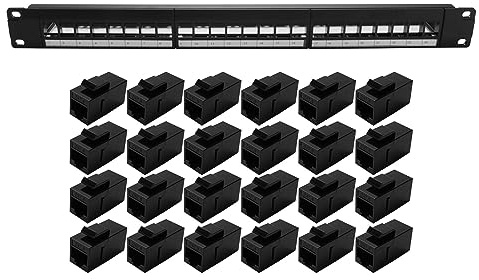Cenei 19Inch 1U Cabinet Rack Pass-Through 24 Port CAT6 Patch Panel RJ45 contact port(RJ45 contact port) Modular Frame