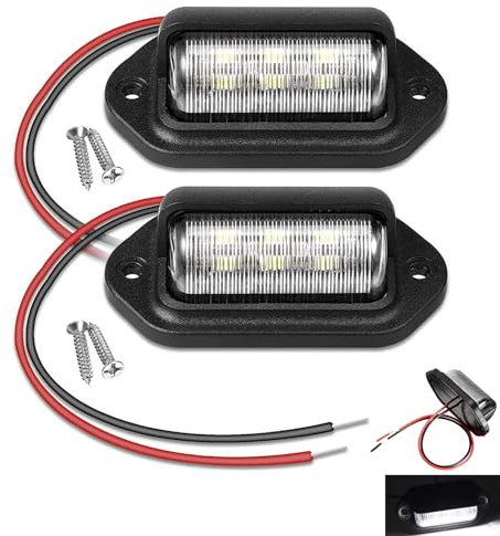 Zquqwa 2 Pcs LED Number Plate Light, 12V 24V DC Waterproof 6-SMD Tailligh, Super Bright Universal Rear License Plate Light for Car, Truck, SUV, Van, Trailer, Motorcycle, Boat, Dome/Cargo Lights