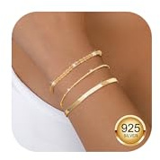 CASSIECA 3 Stück Armband Silber Damen Armbänder Silver Armband Set Gold 14 Karat Vergoldet Armbänder Damen Verstellbare Stapelbare Kettenarmband Gold Silber Schmuck für Damen