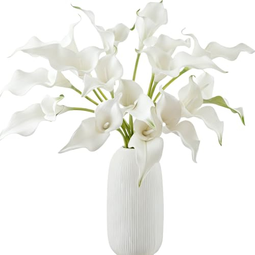 CCUUHJ Künstliche Calla Lilien, Weiß, 56 cm, Eva Material, 8 Stück, Kunstblumen für Zuhause, Büro, Hochzeit, Frühlingsdeko (Weiß)