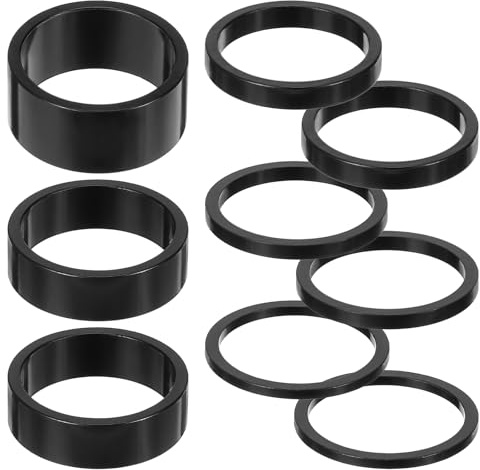 Larrel 9 Stück Fahrrad Vorbau Spacer, 5 Größen 15/10/5/3/2 mm Höhe Aluminium Fahrradlenker Abstandshalter Lenkererhöhung Fahrradgabel Steuersatz Spacer für Vorbau Mountainbike Rennrad Lenker