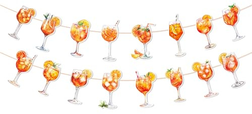 FloralGrace 2 Aperol Deko Party Margarita Party Dekorativer Banner, Aperol Cocktail Bar Kranz Banner, Vintage Orange Cocktail Bar Kranz, Geeignet Für Margarita Thema Junggesellinnenabschied