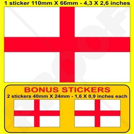 ENGLAND Englische Flagge Georgskreuz Großbritannien UK 110mm Auto & Motorrad Aufkleber, Vinyl Sticker x1+2 BONUS