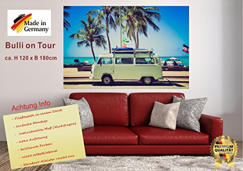 Wandbild 155x90cm Fototapete VW Bulli Poster XXL Tapete Vlies WA6