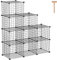 C&AHOME Drahtwürfel-Aufbewahrungs-Organizer, 9 Würfel-Metallgitter, Aufbewahrungskörbe, Regale, modulares Bücherregal, Schrank, ideal für Wohnzimmer, Büro, 91 cm L x 32 cm B x 122 cm H schwarz