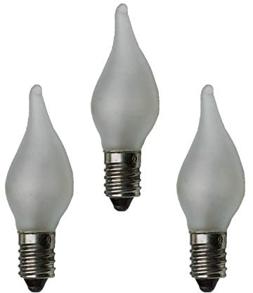 Hellum Ersatz-Kerzen für Schwibbogen, 3 Stück 16V 3W Riffelkerze für Weihnachtsbaum Kerzen Lichterketten innen mit 15+16 Brennstellen, Birnen für Lichterbogen E10/ 16V/ 3W/ 22Lumen 922035