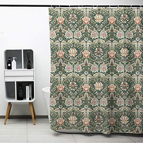 Obal William Morris Geißblatt Duschvorhänge, grüner Hintergrund Badezimmer Vorhänge Wasserschutzschimmelschutz Widerstand