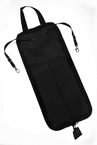 Alomejor Drum Stick Tasche Trommelstockhalter Drum Stick Aufbewahrungstasche Drumstick Case mit Griff(Schwarz) Gepäckgurt