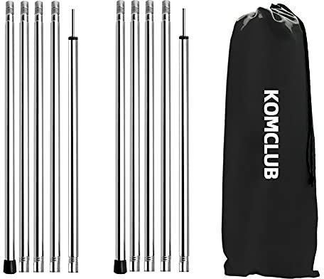 KOMCLUB Tarp Poles Adjustable Tent Pole Stainless Steel Lightweight Collapsible Camping Poles for Trap Canopy Awning Shelter Sun Sails 78 Inch Set of 2