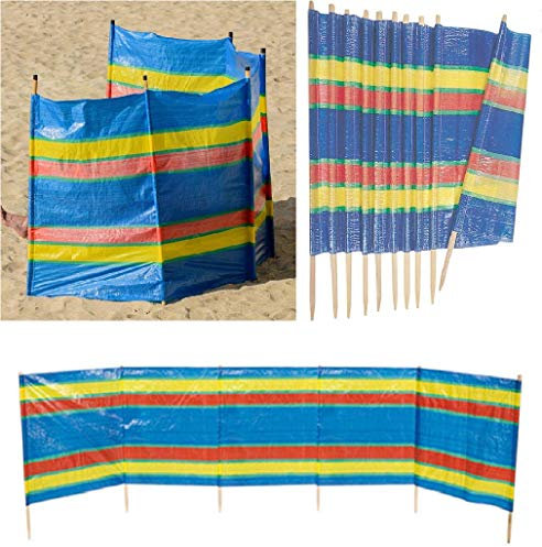 PriceKingX Windbreak 5,6,8 Pole, Tall Wind Break for Holiday Camping, Caravan, Festival and Beach Windbreaker Sun Screen Shelter Garden -Blue (5 Pole Windbreaker)