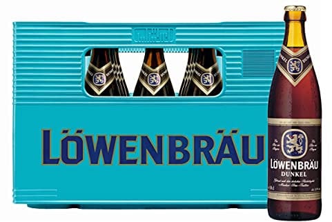 LÖWENBRÄU Dunkel Flaschenbier, MEHRWEG im Kasten, Dunkle Bierspezialität Bier aus München (20 x 0.5 l)