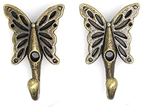 NC 4 Pezzi Vintage Ottone Antico a Forma di Farfalla Ganci da Parete Farfalla Gancio da Parete Appendiabiti Appendiabiti Vintage Gancio per Cappotto Accappatoio Asciugamano Bronzo